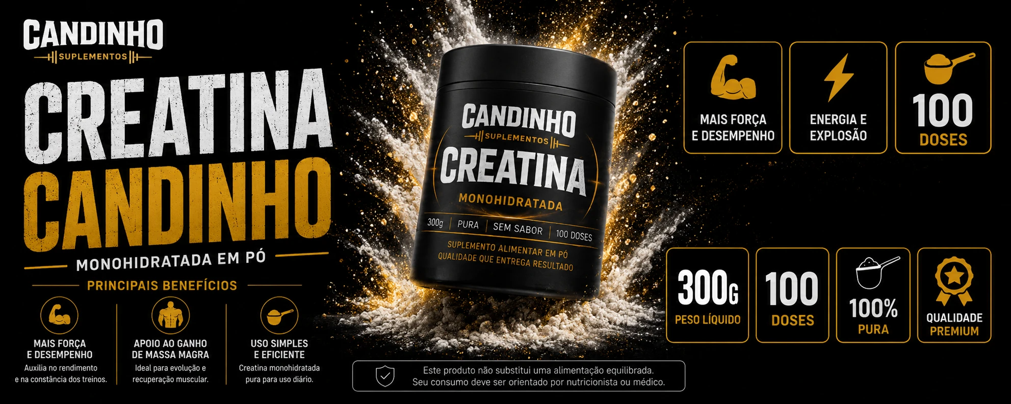 Destaque de Creatina 300g | Candinho Suplementos